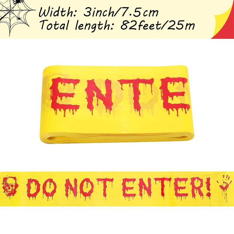 BeadRiver Halloween Decorations Caution Tape 3Inch x 82Feet Do Not Enter Scary Warning Tape for Crime Scene Indoor & Outdoor Decor Halloween Party Decorations Haunted House Danger Zones - Image 2